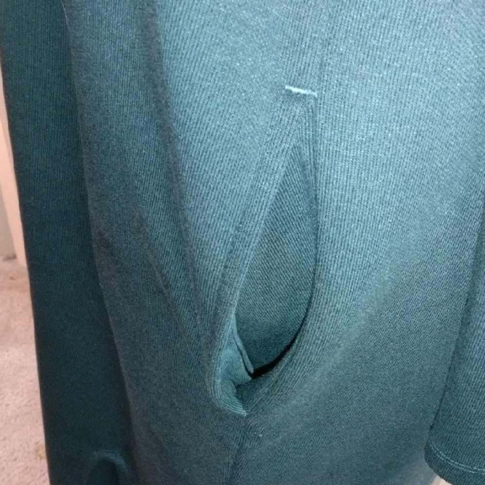 Dark Green Full-Length Hooded Coat with Textured Fabric - Picture 5 of 6